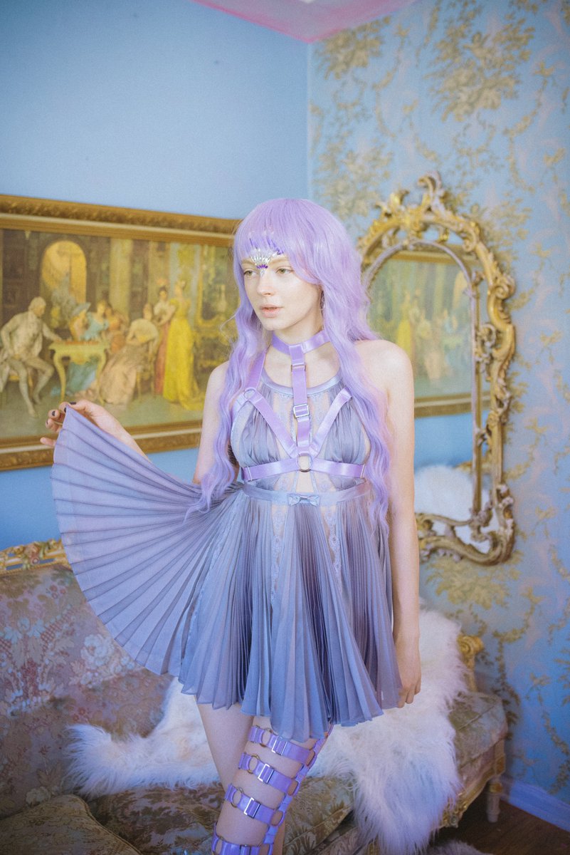 tealecocolabel's tweet photo. *NEW* luxury #lavender collection is out now on 🌐https://t.co/UVIFgL2Z0P🌐 ft @TealeCoco wearing our "BONDAGE BARBIE" + "MEDUSA" full leg #harness 💜💜💜 https://t.co/v8lwpAjHbq