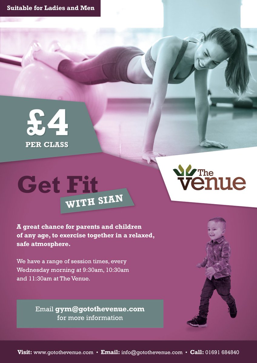 Fit with Sian every Wednesday at 9.30am, 10.30am and 11.30am! Bring you children along and get fit!