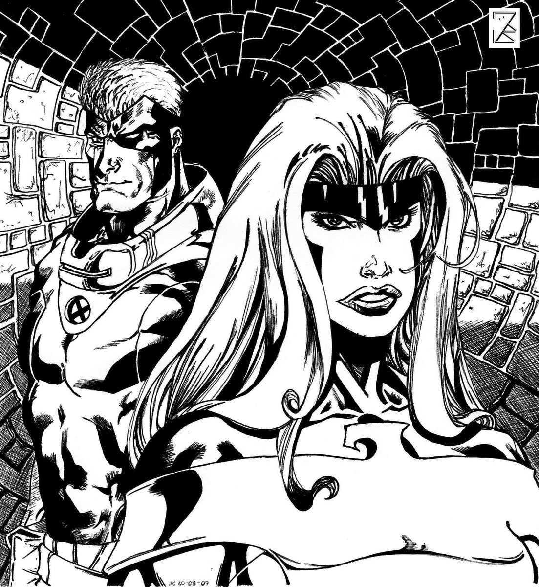 jayc24381's tweet photo. Drew Jean and Cable in 2009. Not a big fan of how this turned out apart from the effect created by the tunnel.
#Marvel #Comics #XMen #JeanGrey #Phoenix #Cable #AspiringArtist #InSearchOfInspiration https://t.co/YdeK9qxiCS https://t.co/nT88wn2C9n