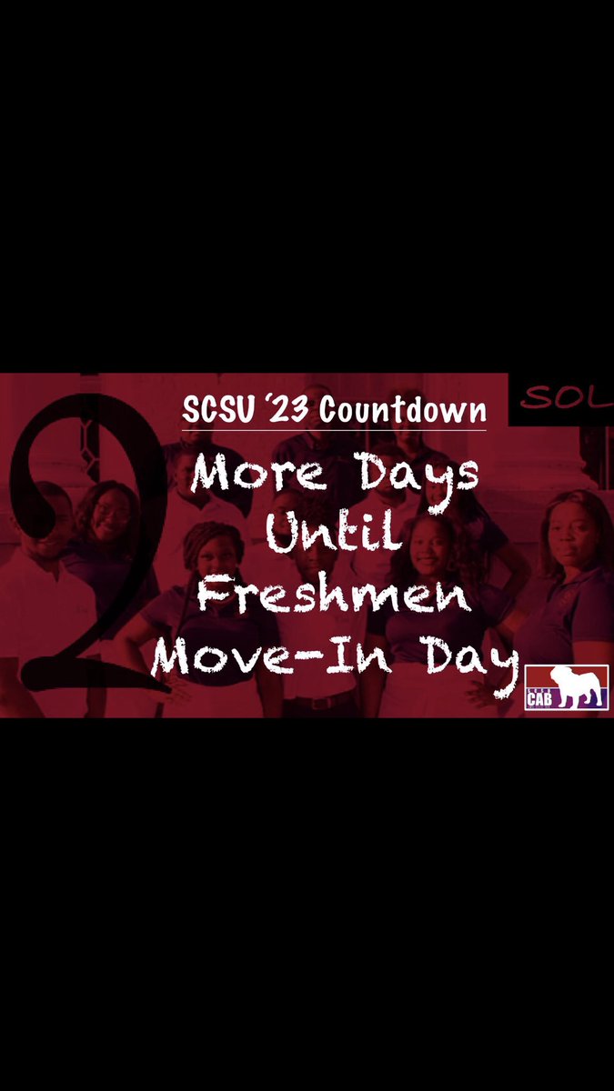 SCSU_CAB's tweet photo. •• #SCSU23 , #BulldogCountry is the PLACE TO BE 🐶🔴🔵 Welcome Week and Move-In Day BEGINS IN 2 MORE DAYS 🚀 MARK YOUR CALENDARS 📆 &amp; Prepare For A LIFE CHANGING Experience ‼️Welcome to THE P.O.U.N.D (Promoting Our University’s New Direction) 🐶🔴🔵 

#SCSU #SCState https://t.co/cowExq3ajH