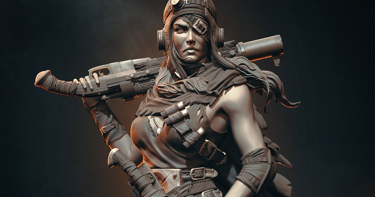 maxonzbrush's tweet image. Road Girl - this model was sculpted by ZBrushCentral member Charles Agius for Journeyman Miniatures to eventually become an 80mm resin collectible. Great character! #ZBrush zbru.sh/369