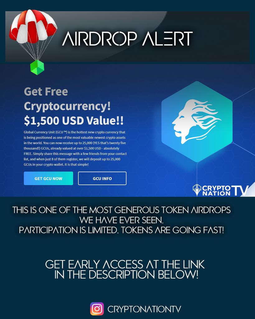 CryptoNationTV's tweet photo. link:  https://t.co/qI46sjQ0WN

The GCU token has built in utility with massive appeal, this token could have significant value and it's free to anyone who helps spread the word. Timing is limited! Get your free tokens today! 

#airdrop #bounty #cryptocurrency #bitcoin #GCU https://t.co/NhqPZSagak