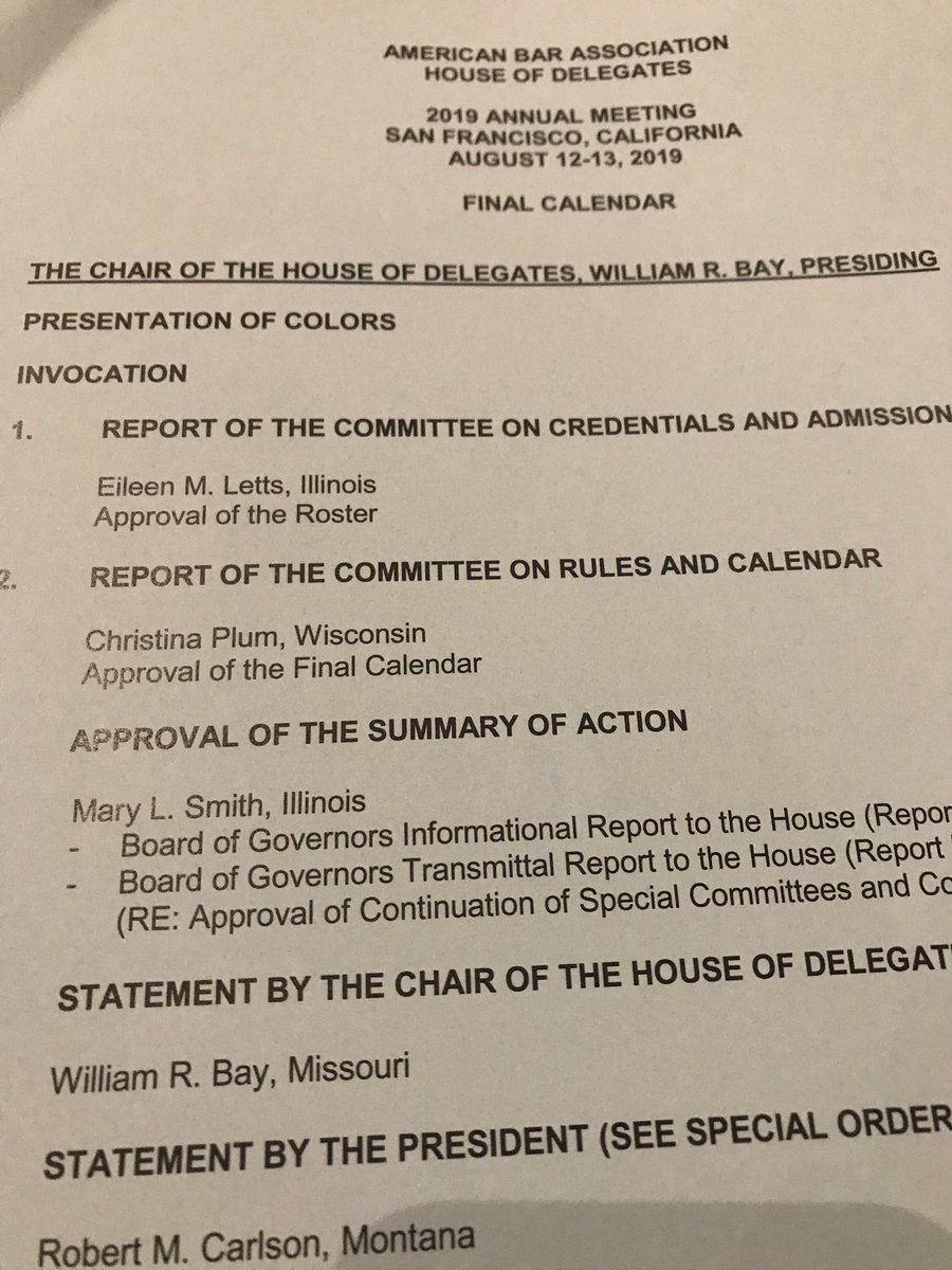 LesterTate's tweet photo. American Bar Association’s House of Delegates is in session! #ABAHOD https://t.co/vcSWpU6QlJ
