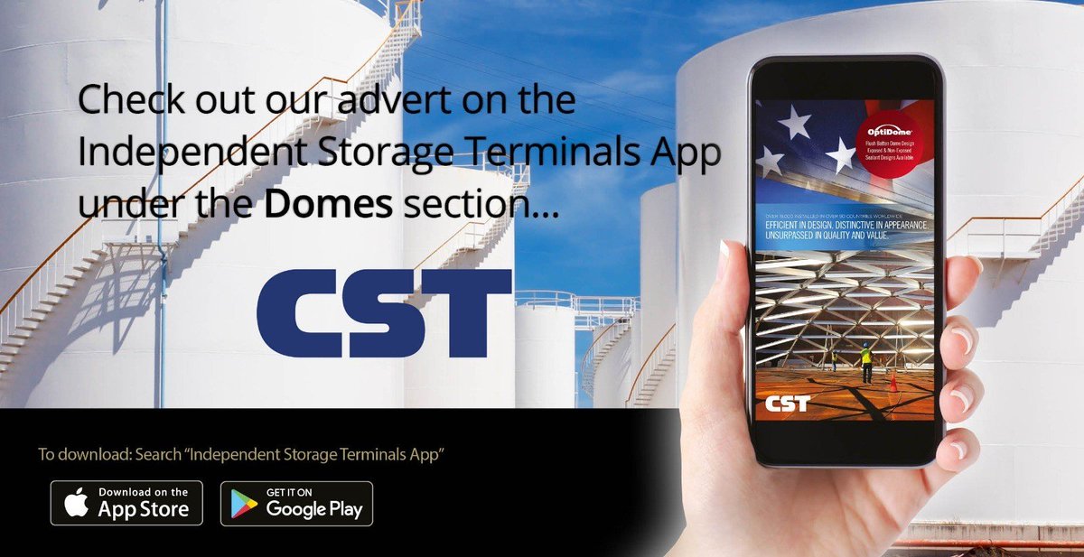 CSTIndustries's tweet photo. Look for #CSTIndustries on the @IST_App and see our ad in the #domes section!
#OptiDome #MadeInAmerica🇺🇸 #aluminumdomes #domes #aluminum #abovegroundstoragetanks #oilandgas #petrochemical #storageterminals #tanks #storagetanks https://t.co/tUuaCf23eT