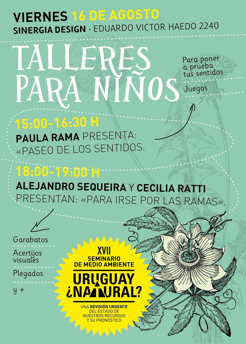 Este viernes es el VII Seminario de Medio Ambiente de Slow Food Uruguay de 12 a 21 h en Sinergia Design. Mercado, talleres y charlas. 🌿💚