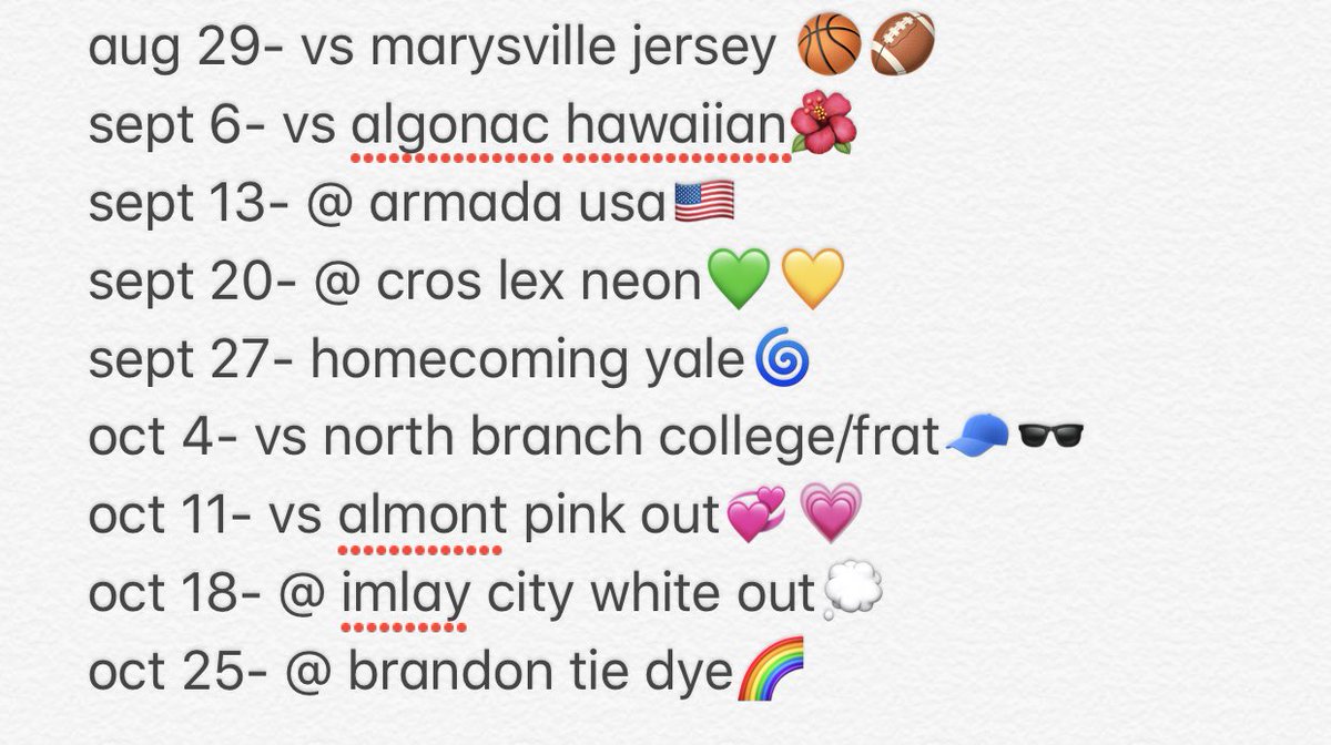 rhsclass20's tweet photo. here’s the themes for all the football games !! https://t.co/QtrtCFI3Go