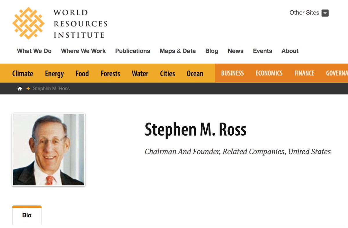 This fits what we see. Just out of the latest news, Stephen Ross manages to both be on the board of WRI: https://www.wri.org/profile/stephen-ross