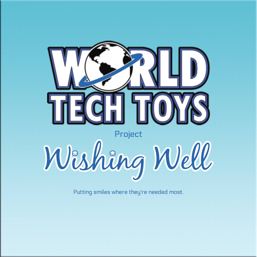 World Tech Toys is proud to present Project Wishing Well. Our goal is to spread joy to children/families or charities near and dear to your heart. 

Please click the link for full details. 
ow.ly/JMkk50vvFIj

#worldtechtoys #charity #projectwishingwell #foragoodcause