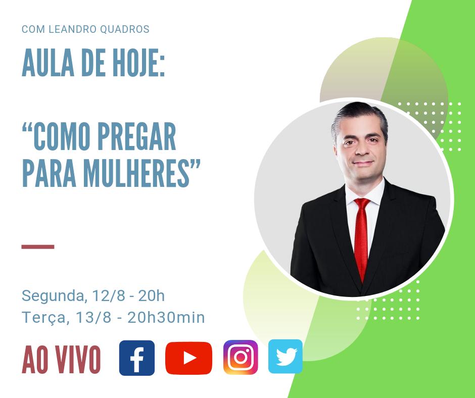 _leandroquadros's tweet image. Não perca a #LIVE de hoje nas minhas redes #sociais! O assunto: “Como #Pregar para #Mulheres”
Te espero às 20h
Convide seus amigos!
#pregação