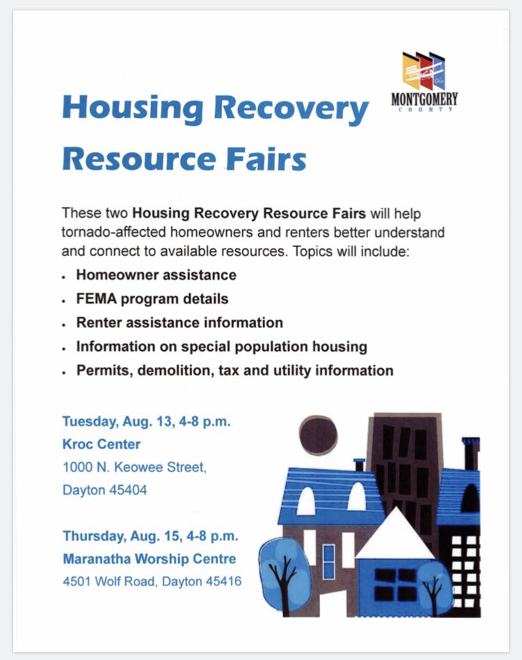 The Housing Recovery Resource Fair begins tomorrow. Help us spread the word!! We will be hosting a table both nights.