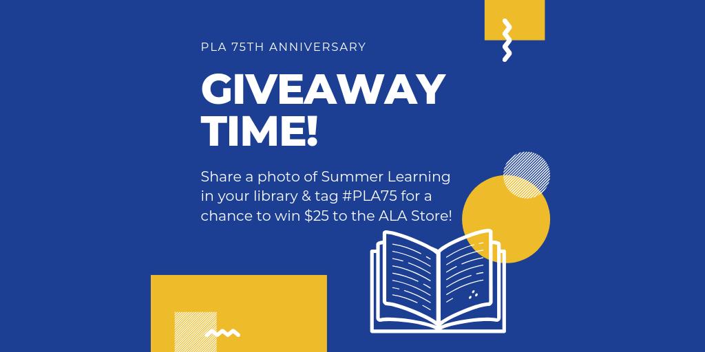 ALA_PLA's tweet photo. Celebrate PLA’s Diamond Anniversary by showing us how your Summer Learning program shines! Share a photo of Summer Learning in your library &amp; tag #PLA75 to enter to win $25 to the ALA Store! #publiclibraries #summerreading #summerlearning #75years #diamondanniversary #shinebright https://t.co/Cr6ZSnrz6b
