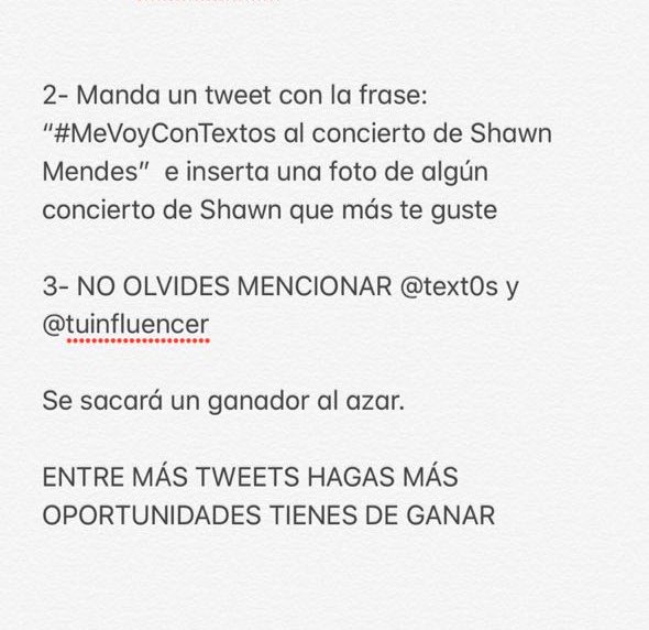 Aquí está la dinámica para ganar el boleto de Shawn Mendes.

Primer paso, dar LIKE y RT a este tweet.

El ganador se dará a conocer en la cuenta de <a href="/Text0s/">Emmanuel López PÁRRAFOS</a>