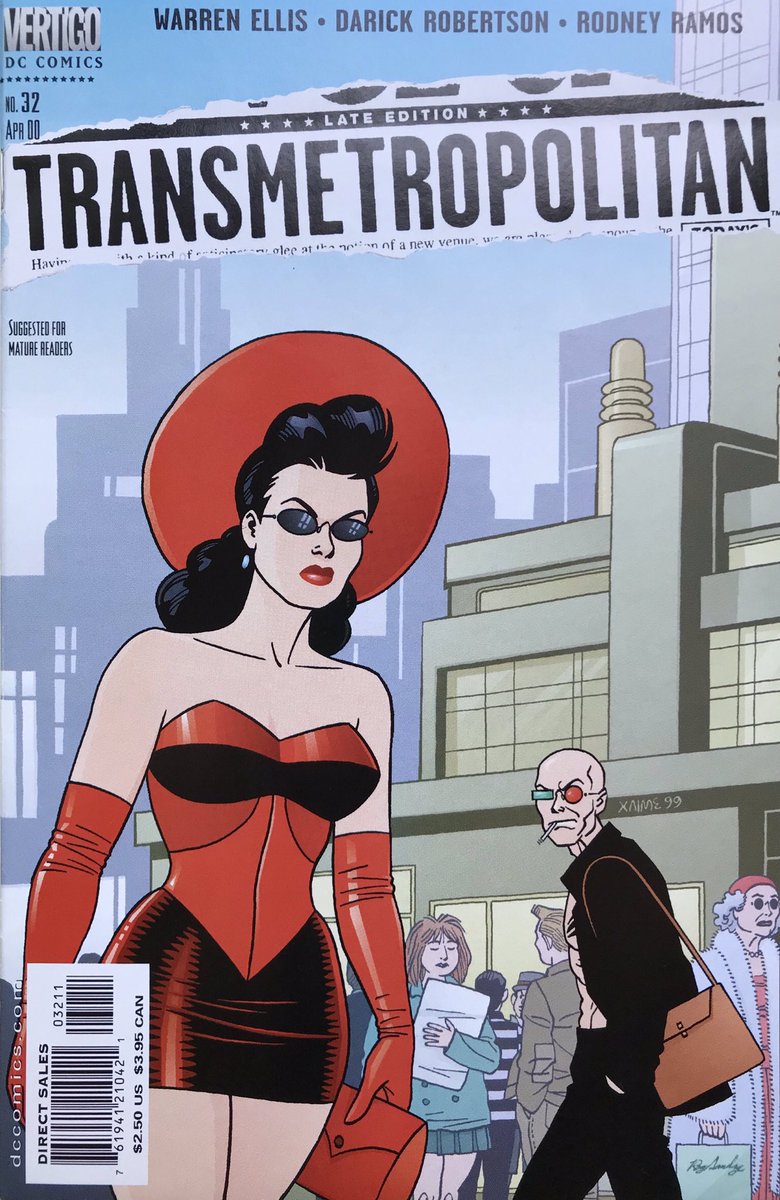 LandRBonanza's tweet photo. Jaime covers Vertigo’s TRANSMETROPOLITAN (#32, DC, 2000).
#Transmetropolitan #WarrenEllis #RIPVertigo
#LoveandRocketsComic #LosBrosHernandez
#JaimeHernandez #Xaime https://t.co/RsRi0o68jb