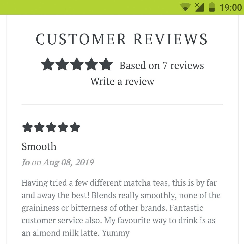 TerrificTea_Co's tweet photo. We do a happy dance each and everytime an order comes in from our website! 🌿 "Having tried a few different matcha teas, this is by far and away the best!  Blends really smoothly, none of the graininess or bitterness of other brands. #matchamonday #glosbiz #customerfeedback #tea https://t.co/SKG4fhPPWM
