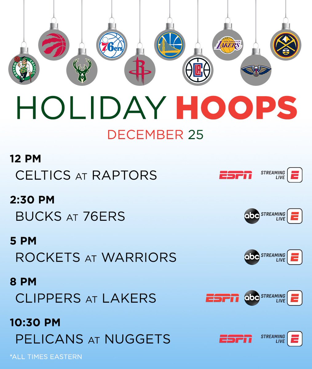 The Sports Christmas Tradition: ESPN & ABC Combine to Exclusively Televise  All Five NBA Christmas Day Games on Friday, December 25 - ESPN Press Room  U.S.