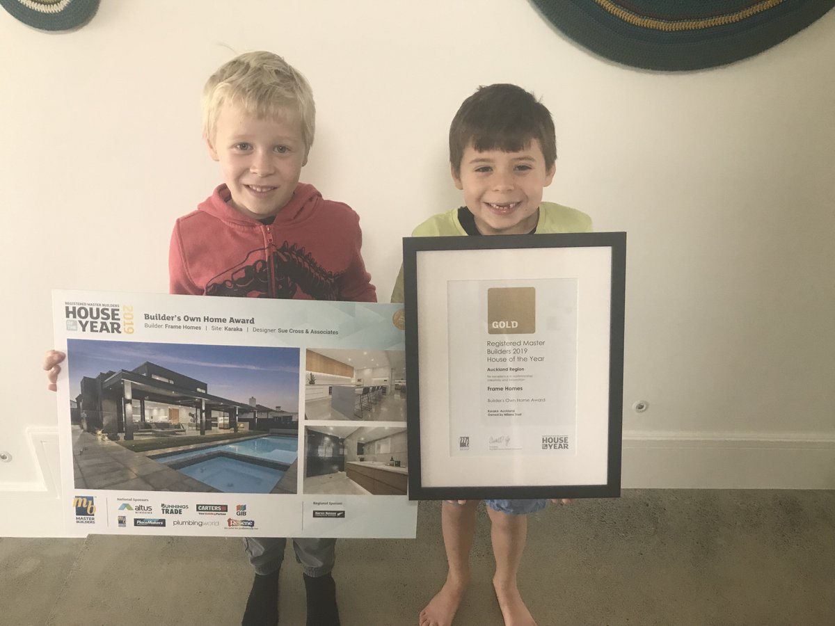 Our youngest members of the team absolutely stoked with our awards received at the 2019 House Of The Year competition over the weekend! 🥇 #RegisteredMasterBuilder #HOY2019 #MasterBuildersnz #buildingjourney