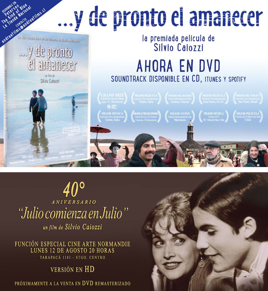 Pronto disponible para la venta DVD #YdeProntoelAmanecer de Silvio CAIOZZI en tiendas. Y hoy a las 20 horas función especial en <a href="/cinenormandie/">Cine Arte Normandie</a> de #JulioComienzaenJulio