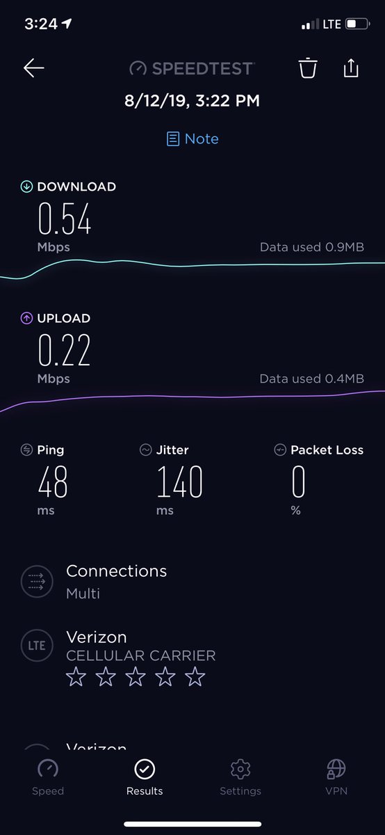 ESertyn's tweet photo. @VZWSupport Made the settings changes you suggested... speeds got worse. Not sure why I’m paying for service this slow. https://t.co/Ix16ats29q