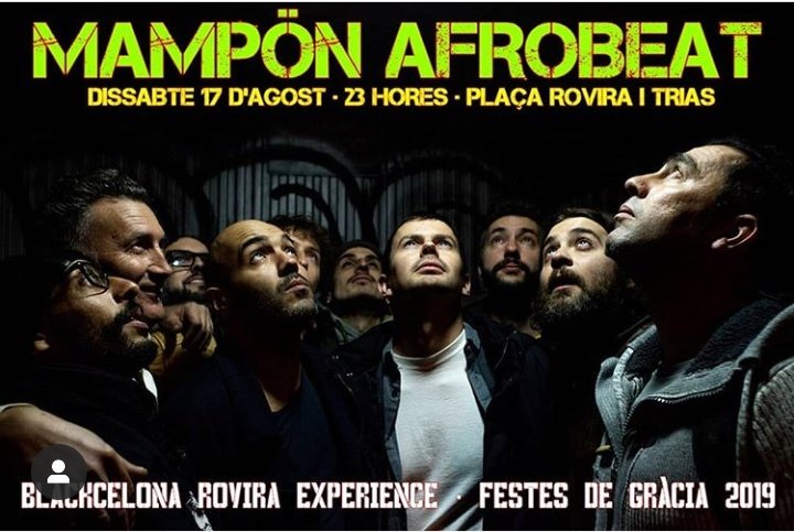 i dissabte <a href="/MamponBcn/">Mampön Collective</a> a la plaça Rovira <a href="/Blackcelona/">Blackcelona</a> #FestaMajorDeGràcia #afrobeat