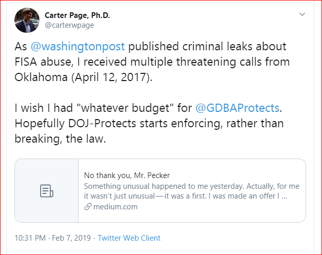 This is another really interesting tweet. He specifies the date of April 12, 2017. He also wishes he had a "whatever budget" for Gavin de Becker and Associates. GDBA is the firm who represented Jeff Bezos against the National Enquirer.