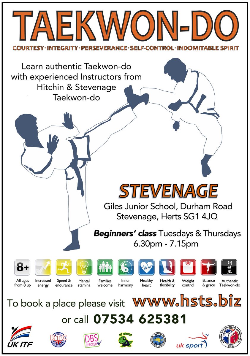 HSTSTKD's tweet photo. September is a grat time to try something new! Get your name on our waiting list for a space to start next month. #taekwondo #uta #stevenage #HertsHour #ukitf @hertshour Fay https://t.co/7J6JcxnPGm