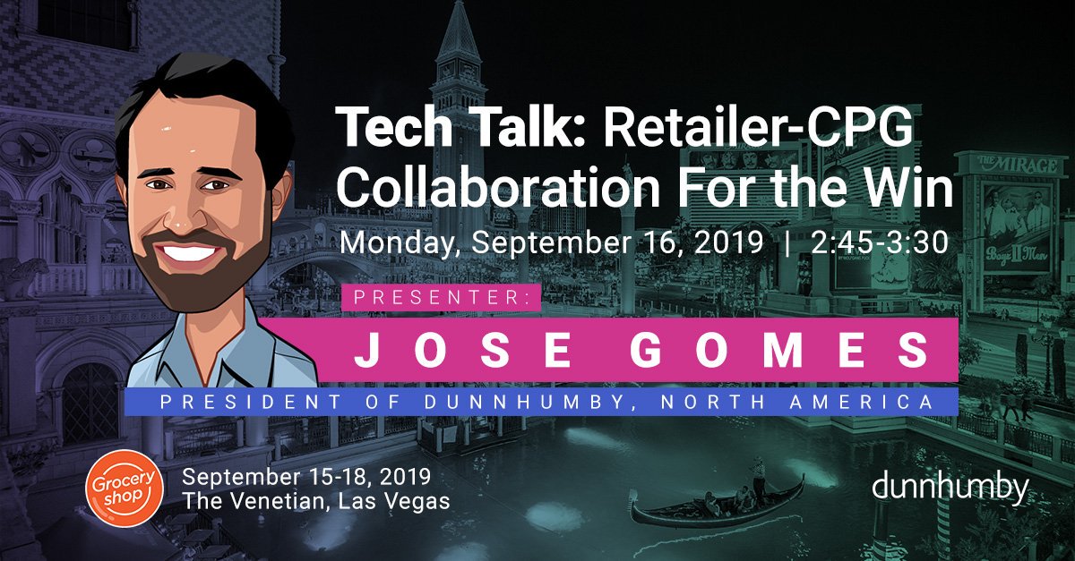 Are you attending Groceryshop? Don’t miss our very own Jose Gomes and his TechTalk, “Retailer-CPG Collaboration FTW” on Sept. 16 discussing a Customer-First approach to data monetization. Meeting times are still available: bit.ly/33uCgdm #Groceryshop2019
