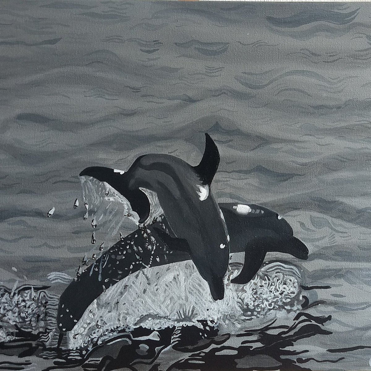 123cazco's tweet photo. New painting for sale
Wild Dolphins Dancing
Smaller black and white painting than the last one, what do you think 🐬❤️🐬 https://t.co/jYyadsBSGm