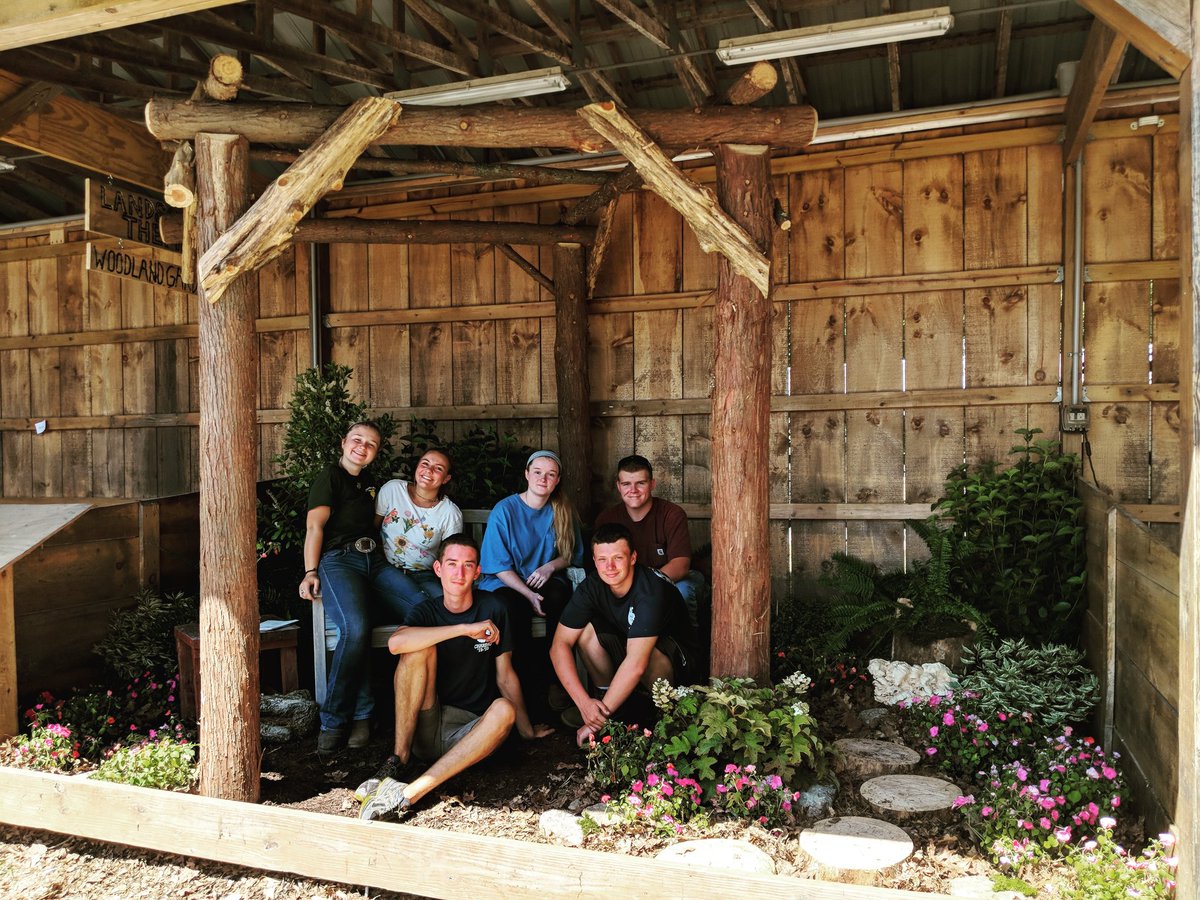 MrsHaberek's tweet photo. The #charihoffa did a terrific job installing the #woodlandgarden themed landscape at @theWCFair this morning! #proudadvisor #agteacherlife https://t.co/dgXfMJfbk9