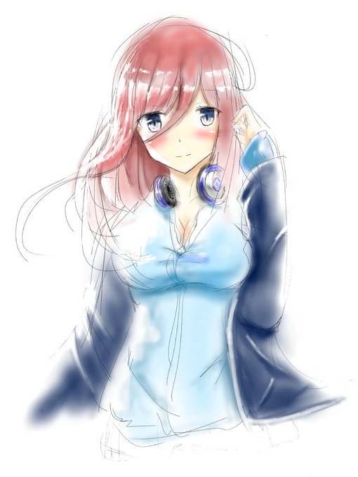 shiëlさんがTwitterに投稿した中野三玖(五等分の花嫁)のイラスト。