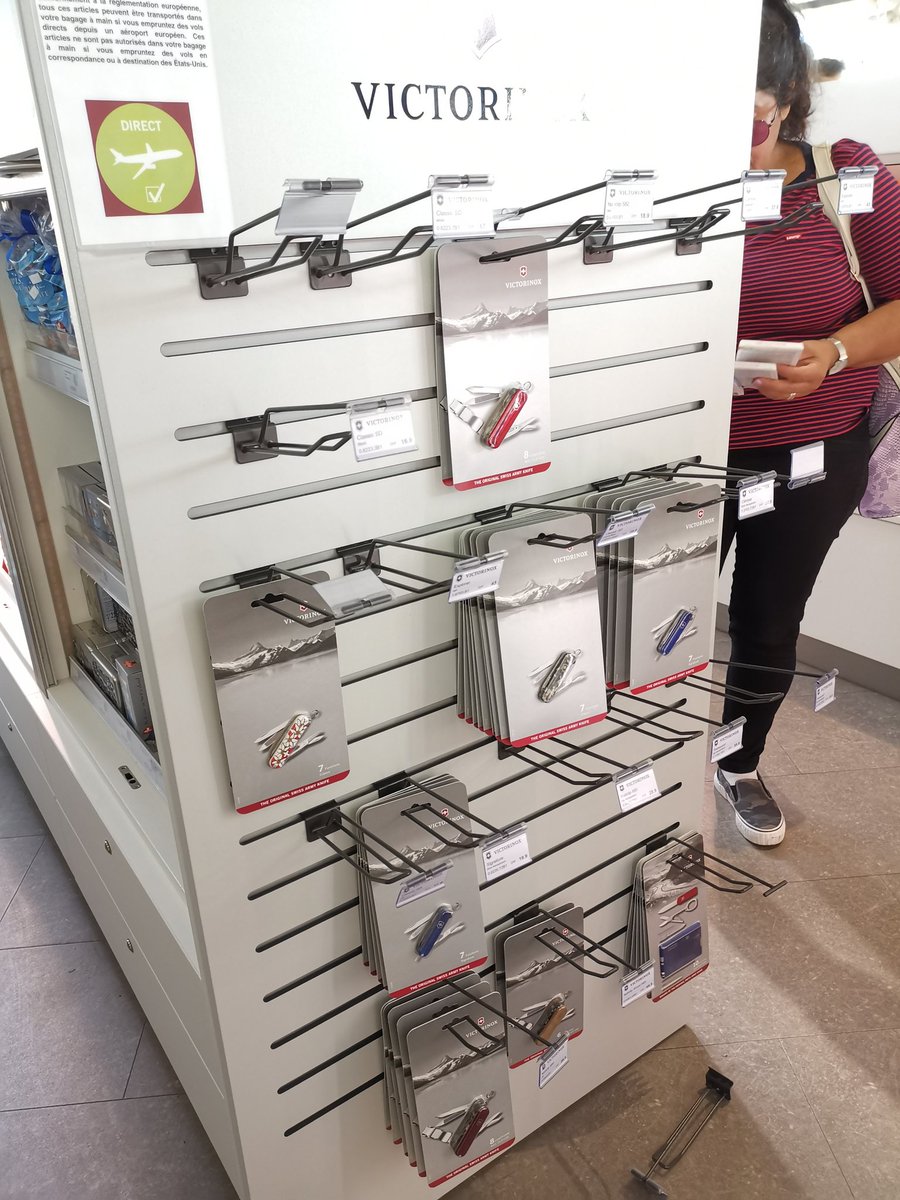 I don't understand this.
At #Geneva_airport you go through a metal detector where they confiscate your penknife then when safely through, you can buy one again!
#scam #security #airtravel