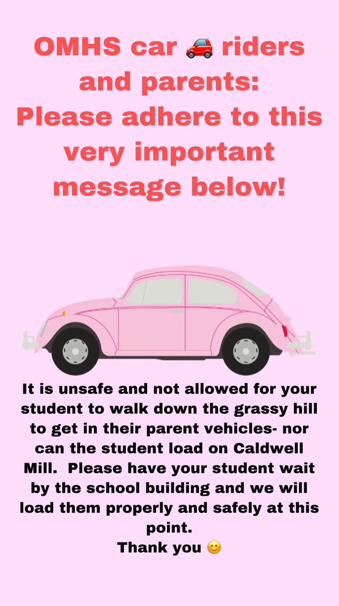 omhsprincipals's tweet photo. Please help keep our car rider students safe ⬇️⬇️⬇️⬇️@SquadGoom https://t.co/UBB3cii6PO