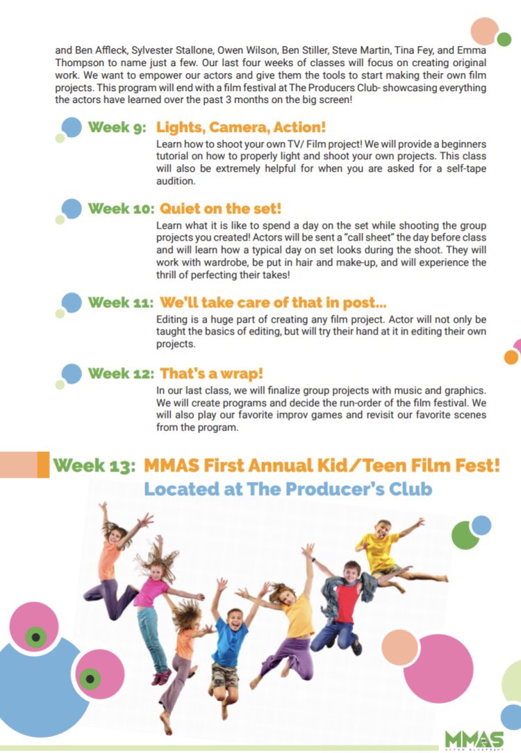 MelMackStudio's tweet photo. Email info@melmackactingstudio.com for information on our EARLY BIRD special for our fall 12 week on-camera kids/teens classes! 

#actors #kidactors #nycactors #childrentheatre #nycactingclass https://t.co/rmUO0rwj2c
