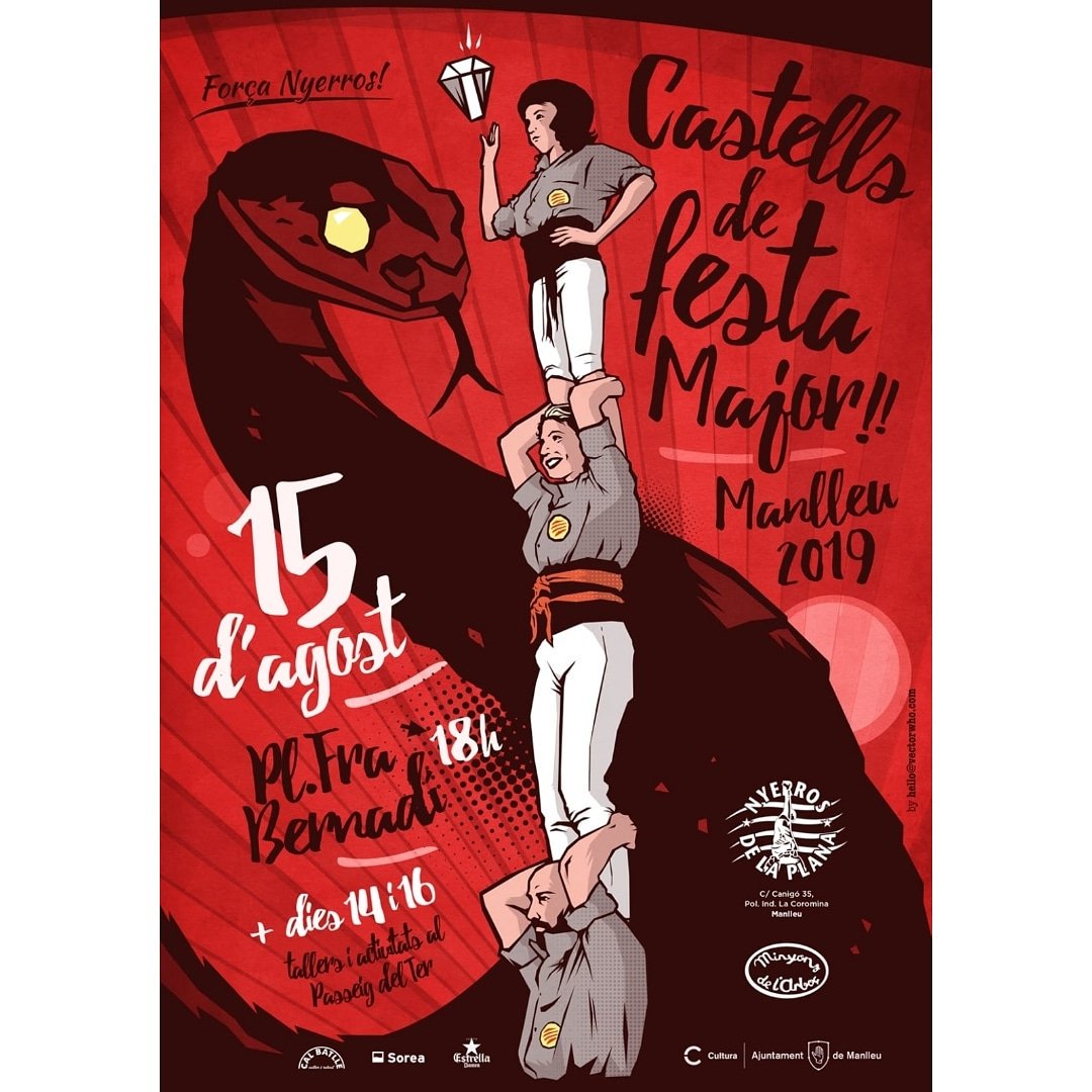 Festa Major de castells! 
Dimecres 14: Taller a l'embarcador del Ter i festa del Serpent.
Dijous 15: Actuació a la plaça Fra Bernadí amb @Minyonslarboc a les 18:00!
Divendres 16: Taller del Circart a l'embarcador.
Us hi esperem a tots/es!! 💪