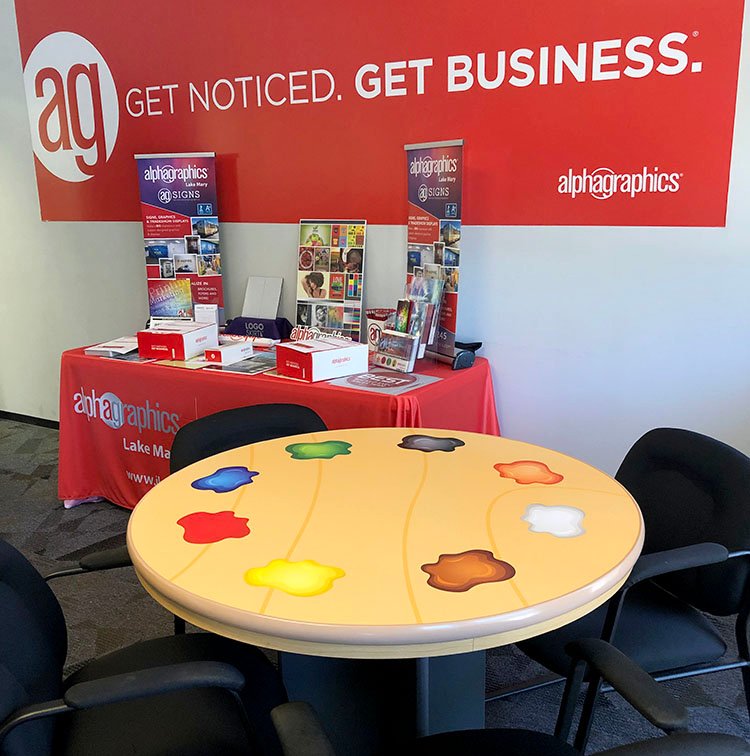 AlphaGraphicsLM's tweet image. We love helping our clients get ready for back to school! Check out these vinyl wrapped tables that we just did for a local daycare. #AGSigns