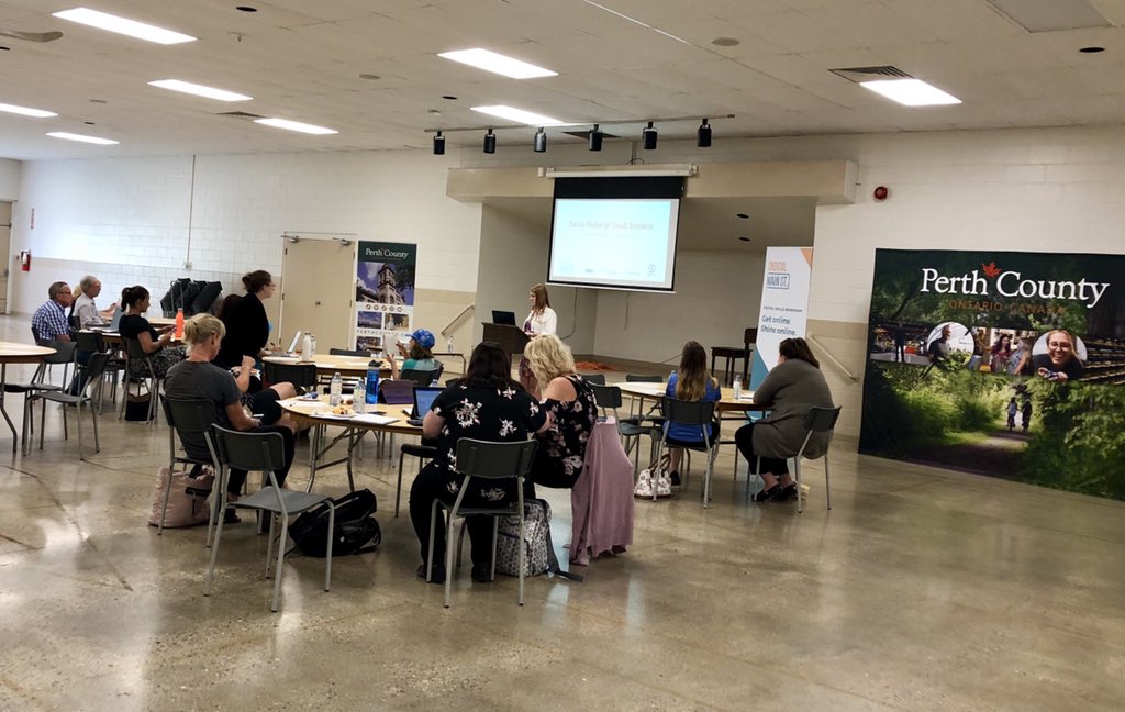 PerthCounty's tweet photo. We’re excited to be here for Digital Skills workshop #3 - Social Media for Small Business in partnership with @OBIAA_, @digital_mainst and @WestPerthON Downtown Mitchell BIA!  #MitchellON #PerthCounty https://t.co/g7JvkVeBVE