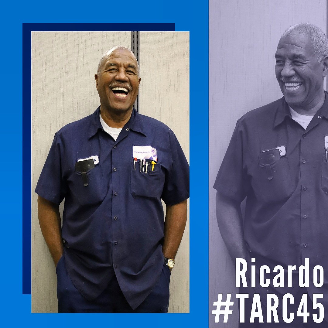 ridetarc's tweet photo. Ricardo's positive attitude and dedication to go above and beyond inspires all employees across the board. He works in our maintenance department and has been at #TARC for 4οΈβ£0οΈβ£ years. Thank you Ricardo for helping us to serve #GreaterLou throughout our #TARC45! #45in45 https://t.co/OXlqbBs9dF
