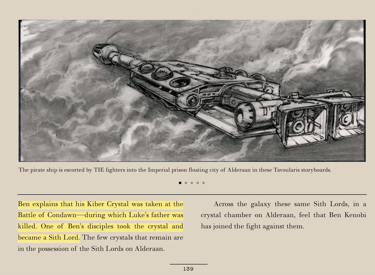 1. In the August 1975 third draft of “The  #StarWars”, Kenobi explains to Luke Starkiller that his father Annikin was killed at the “Battle of Condawn”.2. The backstory to Lucas’ January 1978 fourth draft is “about Ben & Luke’s father & Vader, when they are young Jedi Knights”. – bei  Lucasfilm Ltd