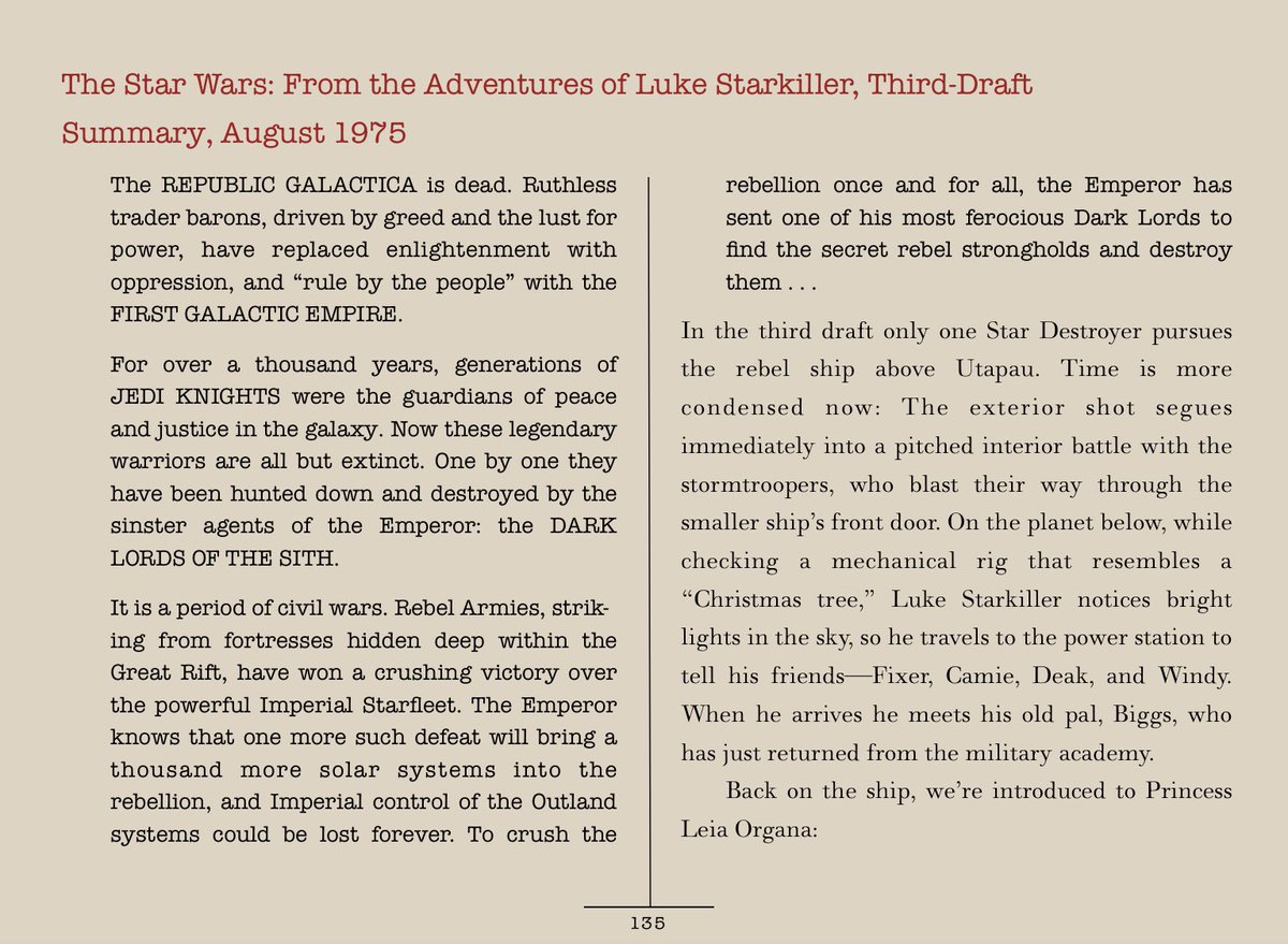 1. In the August 1975 third draft of “The  #StarWars”, Kenobi explains to Luke Starkiller that his father Annikin was killed at the “Battle of Condawn”.2. The backstory to Lucas’ January 1978 fourth draft is “about Ben & Luke’s father & Vader, when they are young Jedi Knights”. – bei  Lucasfilm Ltd