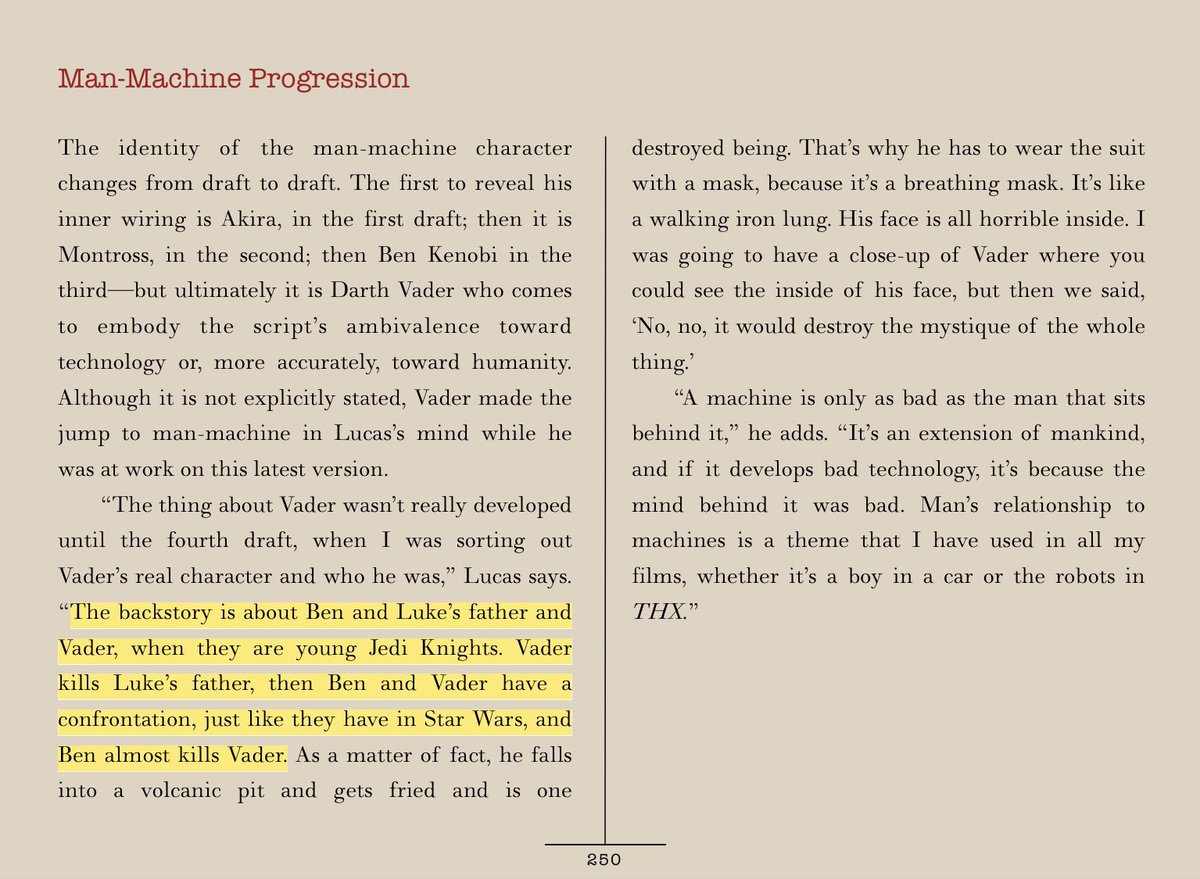 1. In the August 1975 third draft of “The  #StarWars”, Kenobi explains to Luke Starkiller that his father Annikin was killed at the “Battle of Condawn”.2. The backstory to Lucas’ January 1978 fourth draft is “about Ben & Luke’s father & Vader, when they are young Jedi Knights”. – bei  Lucasfilm Ltd