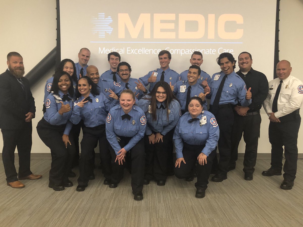 MecklenburgEMS's tweet photo. Congratulations to our newest group to join the Medic family. Starting tomorrow they will be riding with their field training officers as they prepare to become fully functional Paramedics and EMTs in our system. https://t.co/ebdwzPhuqW