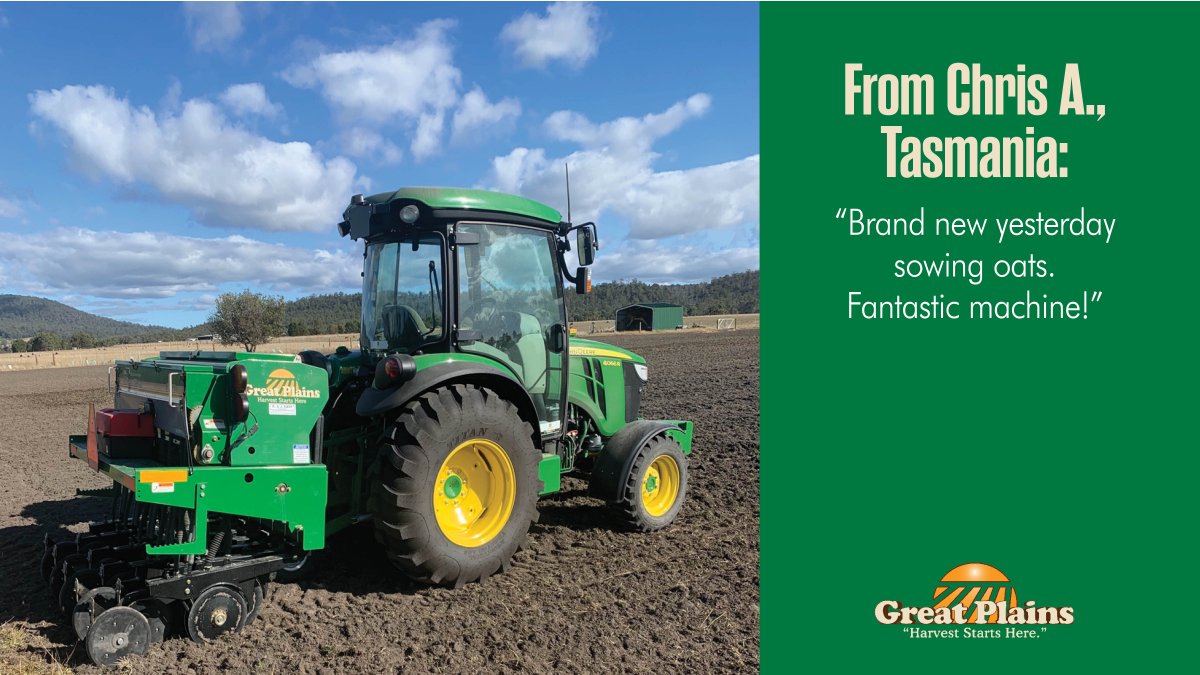 GreatPlains_Ag's tweet photo. We are honored to have Chris A. from Tasmania as our customer! #GreatPlainsAg #HarvestStartsHere #CustomersCount #ThankYou https://t.co/L4OgtHbYdb