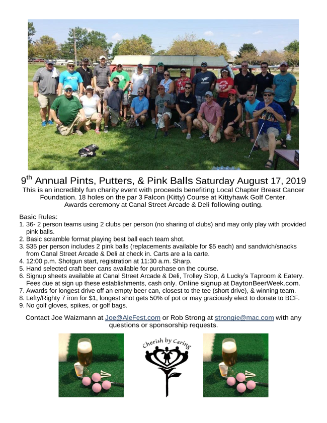 AleFestDayton's tweet photo. 9th Annual Pints, Putters, &amp; Pink Balls - 2 club golf scramble https://t.co/2wdodvoZ59 https://t.co/qavKif0nOP