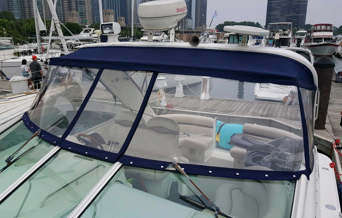 ChiMarineCanvas's tweet photo. Nothing better than brand new boat windows before the Chicago Air Show!  We redesigned 1 over-sized window panel into 3 which makes it easier to remove/replace. https://t.co/uhAuGbCz1S