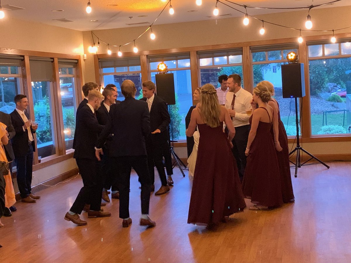 PaulAllan5's tweet photo. Still reveling in Saturday’s celebration. Thanks to everybody who helped make ⁦@SethAllan7⁩ and Amanda’s wedding so special. Both ⁦@MNSUMankato⁩ grads and a ton of #MavNation on hand. #HornsUp #AllanNation https://t.co/IjDPSqnJ1K