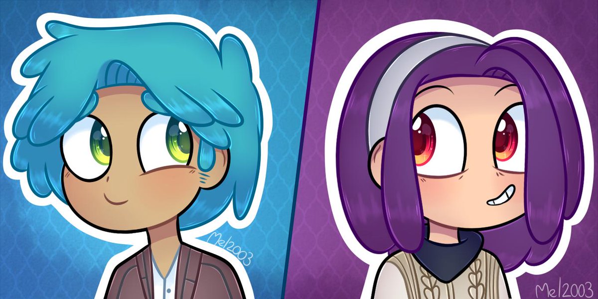 Melanie_Jardon's tweet photo. 💜Nadie te comprende como yo, lo sé.💙
Me gustó mucho cómo quedó. Fue entretenido intentar el coloreado de ojos de la serie<3
Abajo les dejo la versión con el fondo invertido y los icons ^^<3
#FNAFHS #FHS #FHSZ3R0 #FHSZ3RO #BxB #SaveBxB https://t.co/oOjbzP5HTr