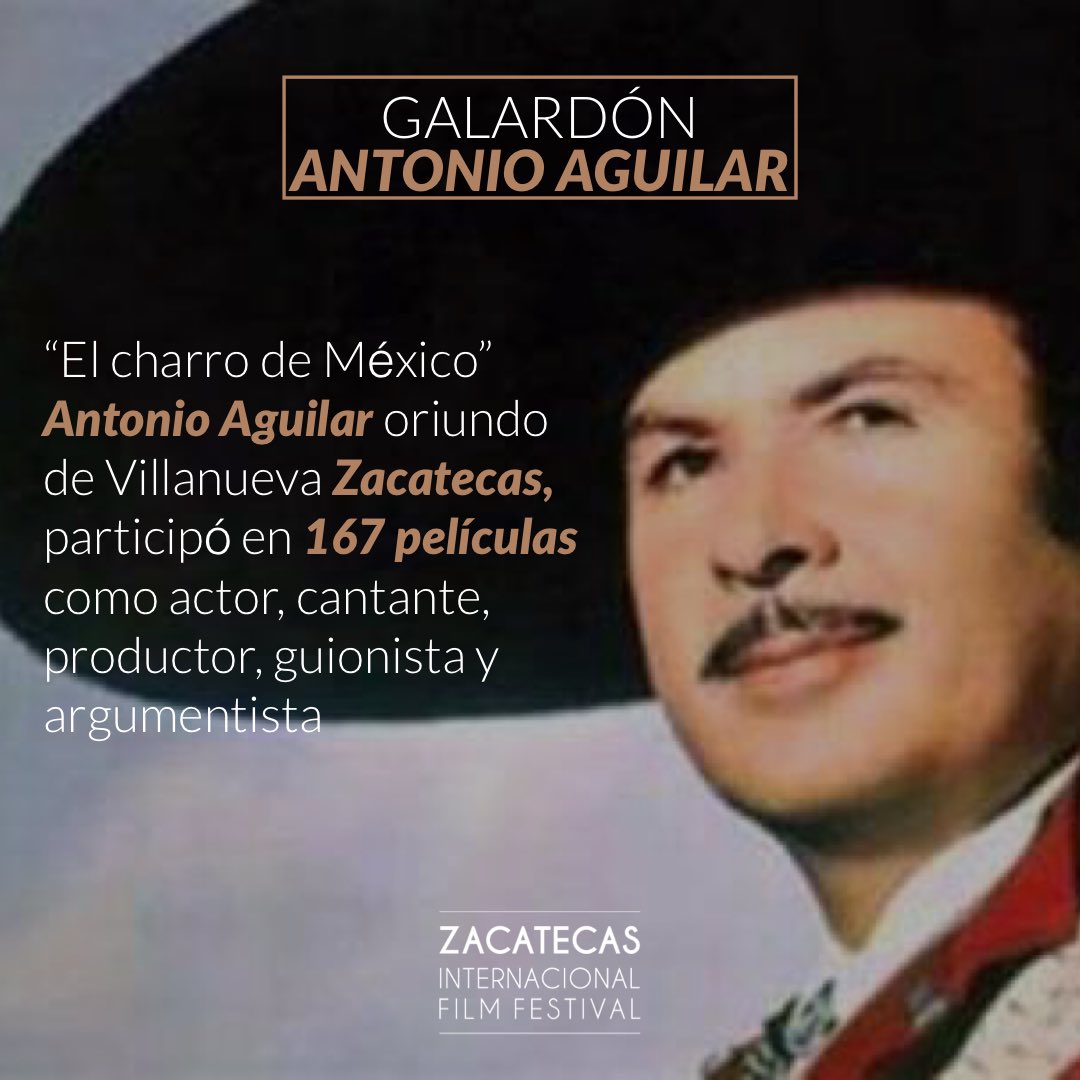 ficzac's tweet photo. En esta primera edición de #Zacatecasfilmfest  rendimos homenaje a Antonio Aguilar, nombrando a nuestro premio más importante de mayor trayectoria “Galardón Antonio Aguilar” ♥️📽🎞
¡Síguenos y descubre más detalles acerca de nosotros! @ficzac 🙌🏻 https://t.co/JQgbKUbuss