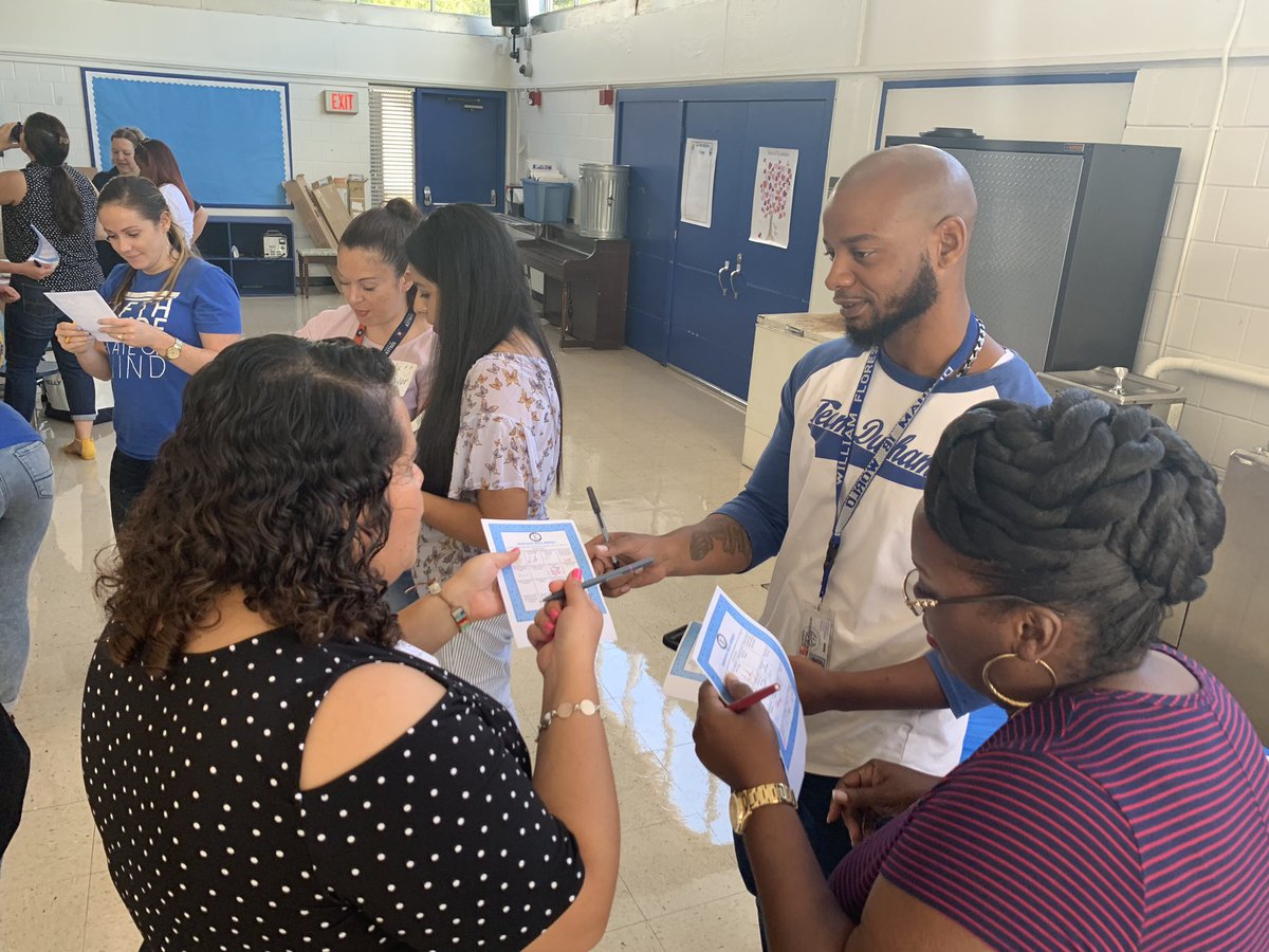 DurhamES's tweet image. Team building at it’s best! Who said you can’t play bingo during pre-service! #GettingToKnowEachother #CultureBuilders @Mrmitchellrocks