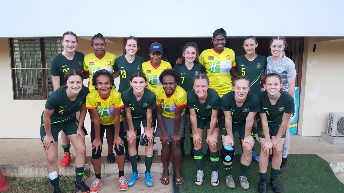 Vanuatu Cricket (@vanuatu_cricket) on Twitter photo <a href="/TheMatildas/">CommBank Matildas</a> we couldn't tell the difference so we're assuming these are your newest intake?😉😁 Your time here has increased the profile of women's sport in our country and the Pacific! Tankyu tumas!🏏⚽️
#PacificStepUp #sportsdiplomacy #playlikeagirl #Solidarity <a href="/TheMatildas/">CommBank Matildas</a> we couldn't tell the difference so we're assuming these are your newest intake?😉😁 Your time here has increased the profile of women's sport in our country and the Pacific! Tankyu tumas!🏏⚽️
#PacificStepUp #sportsdiplomacy #playlikeagirl #Solidarity