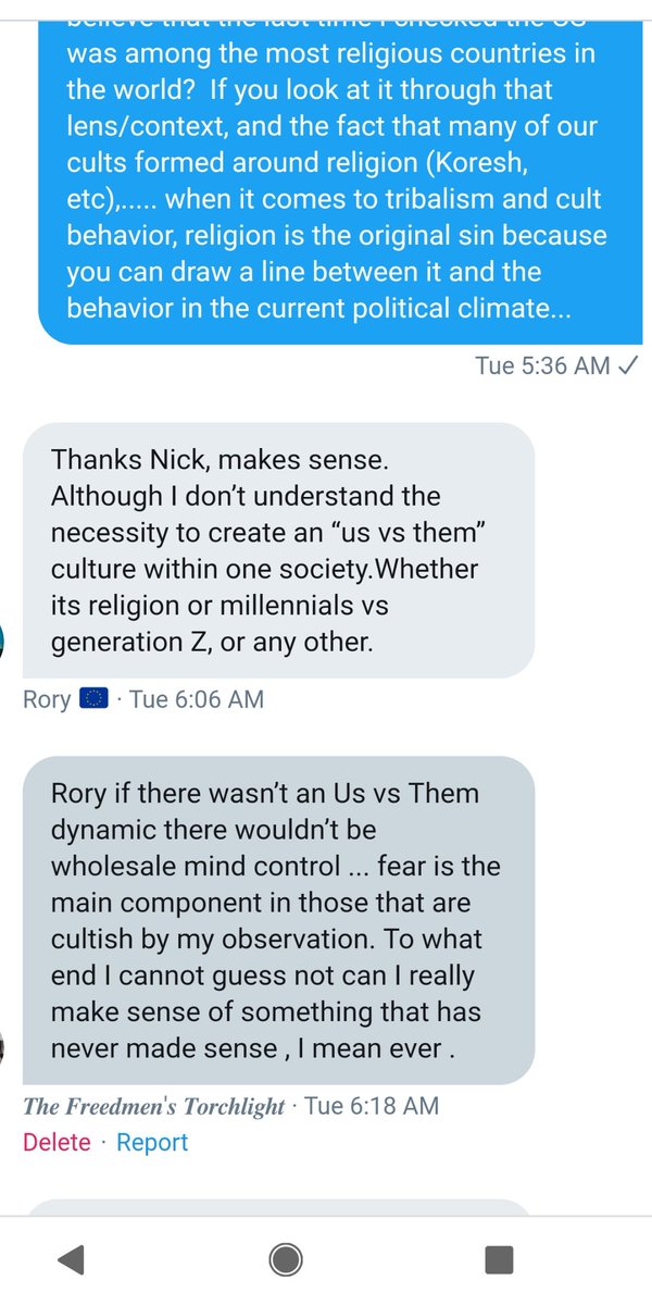 Fear is a major factor in the Us-vs-Them dynamic. Fear organizes. Fear controls. Fear motivates. Another factor is that people often define themselves by their enemies. 1/  https://twitter.com/Nick_Carmody/status/1157435522488254464  @rory20s  @HarveySlave