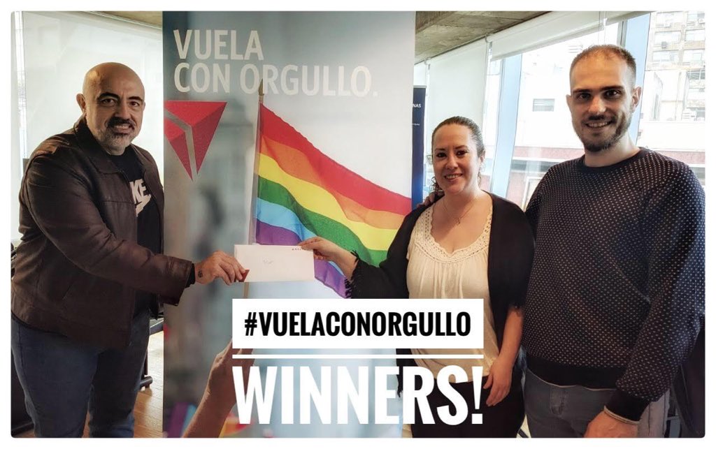 gnetwork360's tweet photo. Ganadores de la Campaña de Delta Air Lines: #VuelaConOrgullo, realizada durante @gnetwork360 este año fueron @f2f_ph, Javier F. Fuentes y Nicolás Fernández, y el premio fueron 2 pasajes ida y vuelta a Estados Unidos o Canada.
#Gnetwork360 #BuenosAires #Argentina #PrideInFlight https://t.co/1jOEvXId54